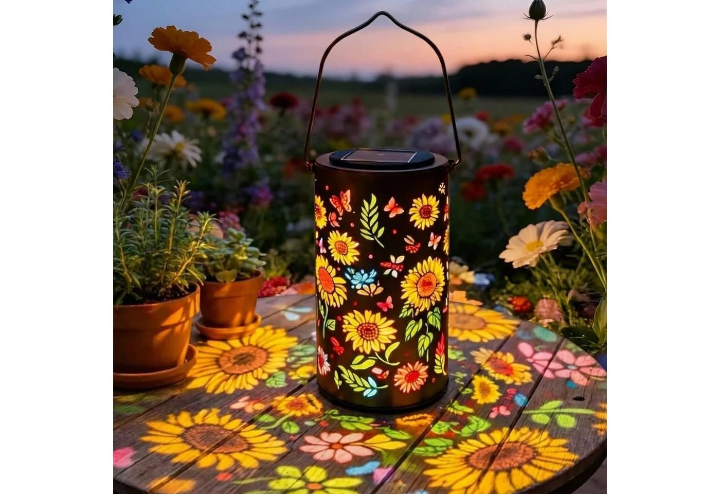 pedete LED Solarleuchte mit Sonnenblumen-Projektion, IP65 Wasserdicht - Bild 2