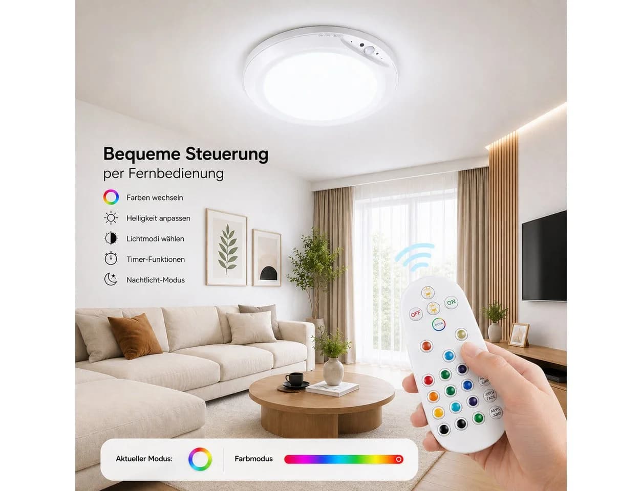 pedete LED Deckenleuchte Akku RGB mit Bewegungsmelder - Bild 3
