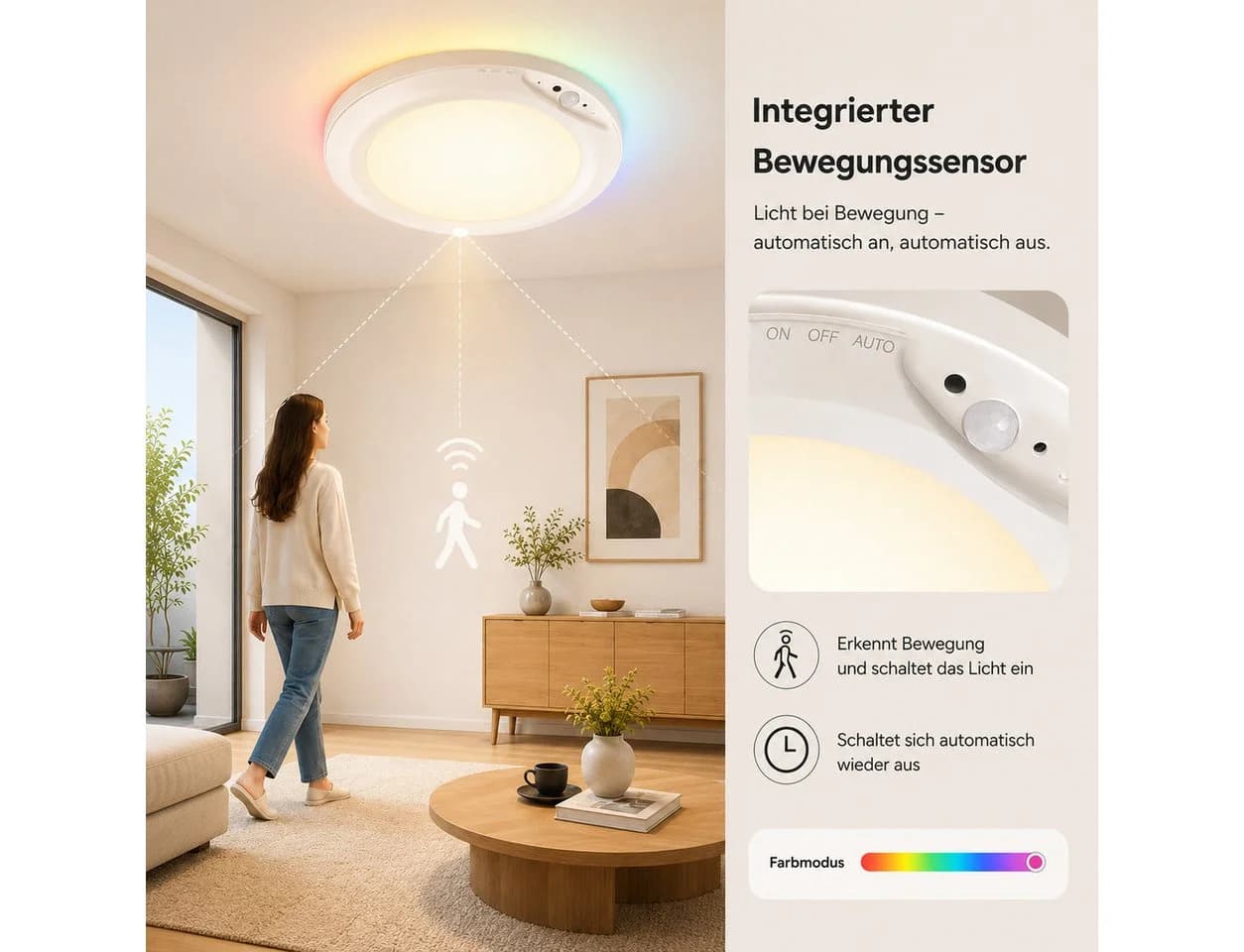 pedete LED Deckenleuchte Akku RGB mit Bewegungsmelder - Bild 4