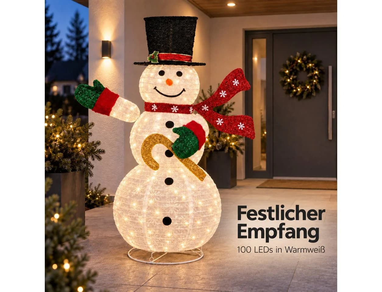 pedete LED Schneemann Dekofigur 100 Warmweiß Wetterfest - Bild 3