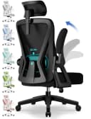 Adormii Ergonomischer Bürostuhl Schwarz mit Klapparmlehnen Bild 2