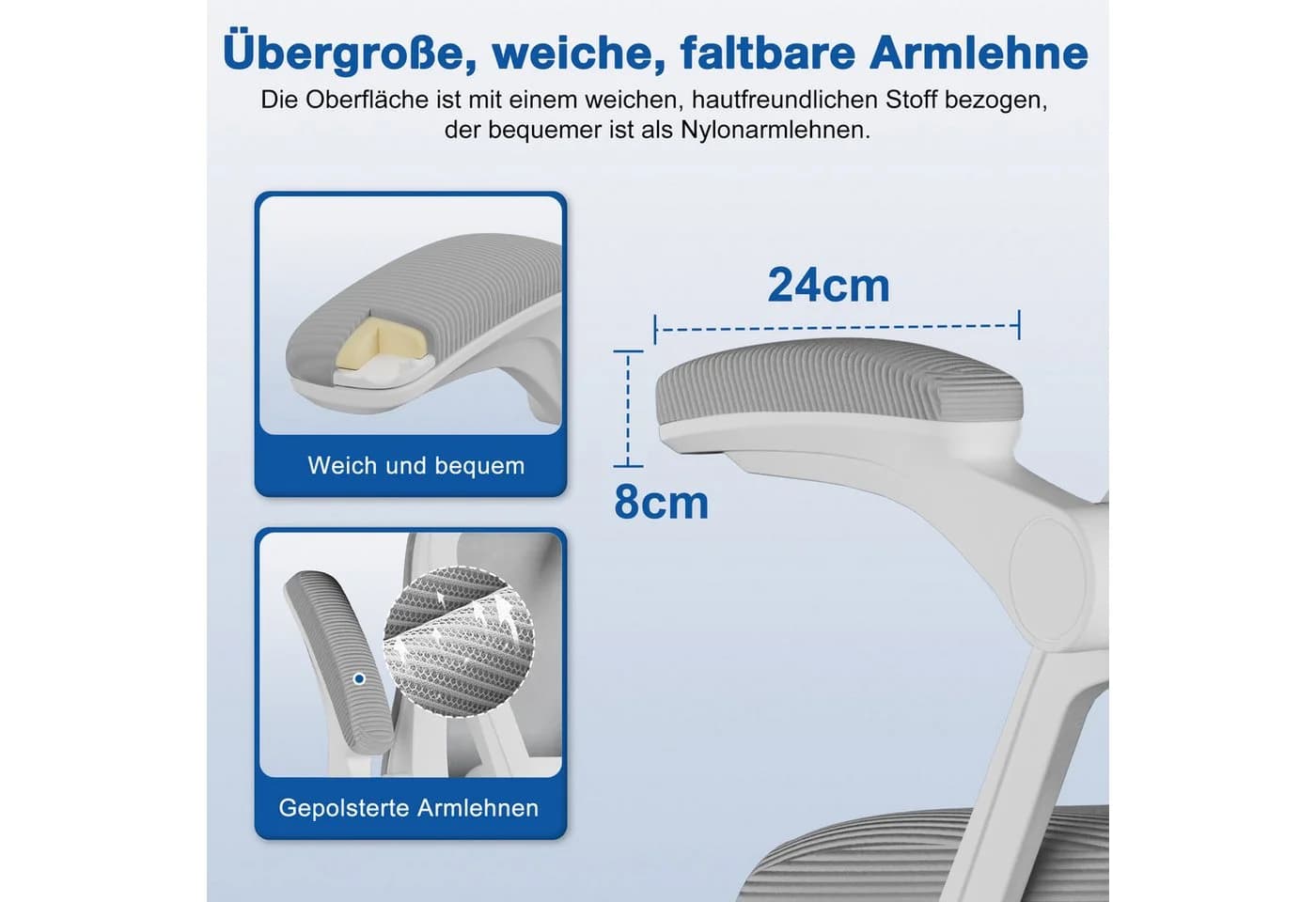 Adormii Ergonomischer Bürostuhl Grau mit verstellbarer Kopfstütze - Bild 4