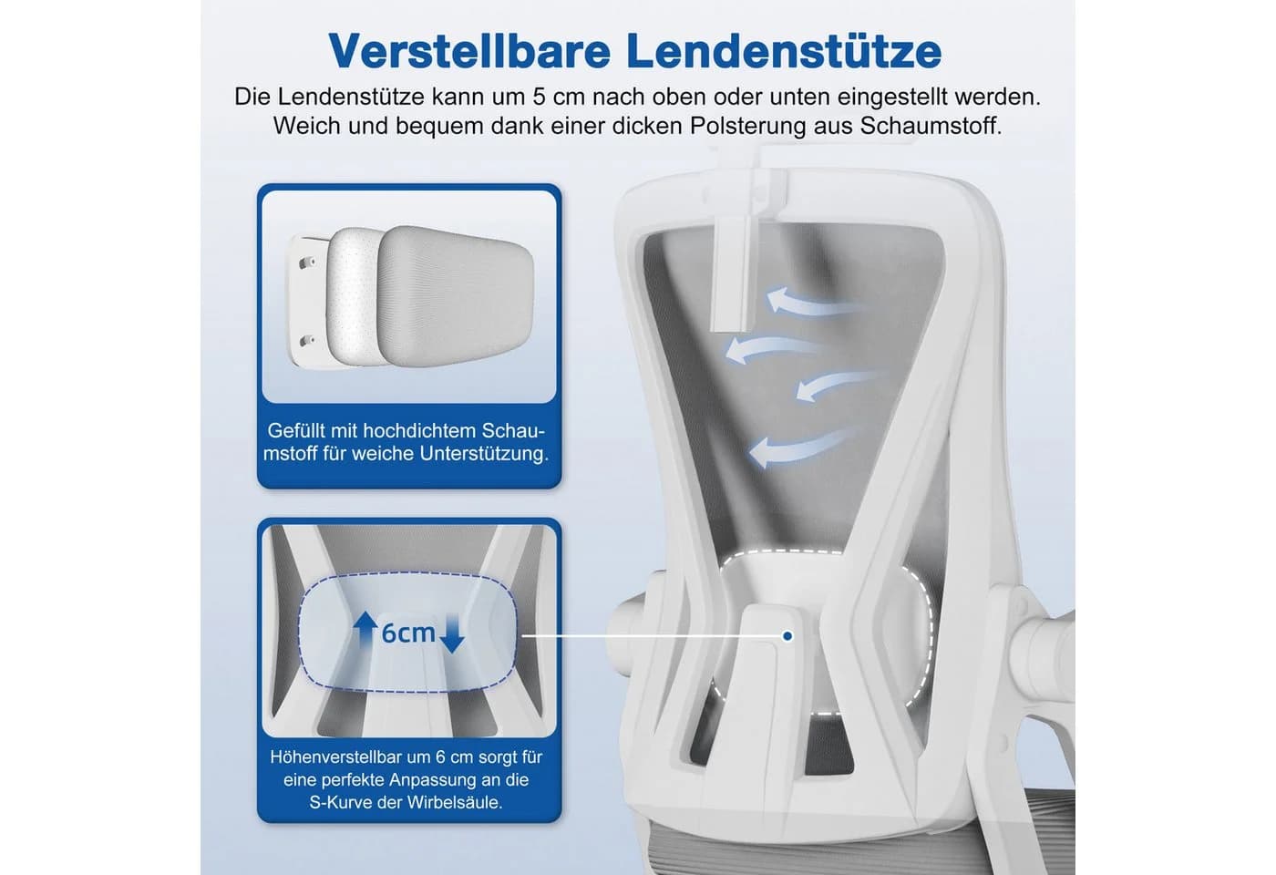 Adormii Ergonomischer Bürostuhl Grau mit verstellbarer Kopfstütze - Bild 5