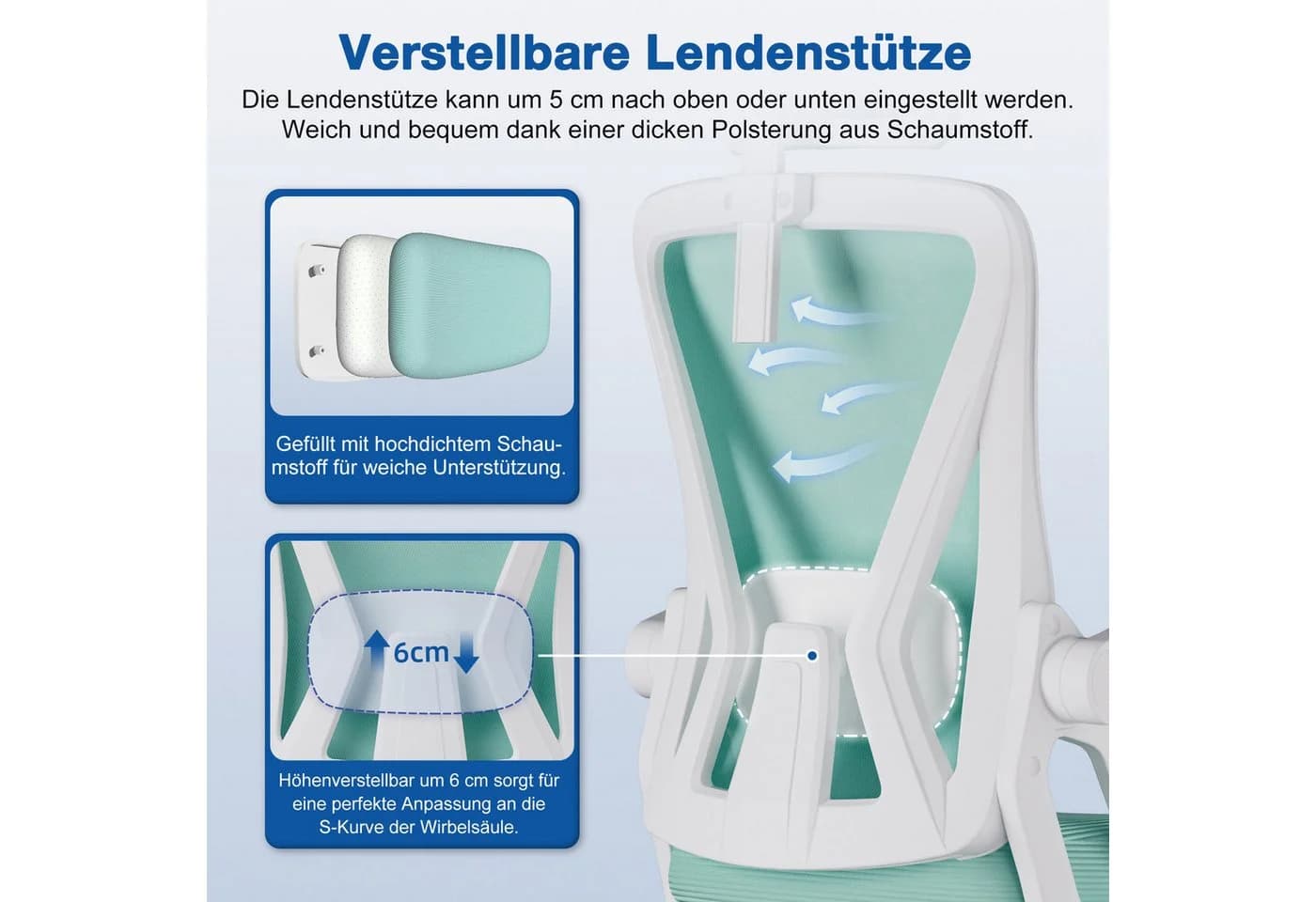 Adormii Ergonomischer Bürostuhl mit Kopfstütze und Wippfunktion - Bild 5