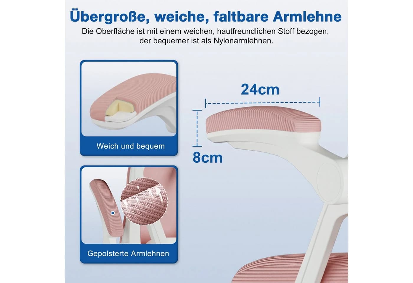 Adormii Bürostuhl Ergonomisch Rosa mit Wippfunktion - Bild 4