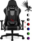 Homimaster Gaming-Stuhl Grau Ergonomisch mit Lendenkissen Bild 2
