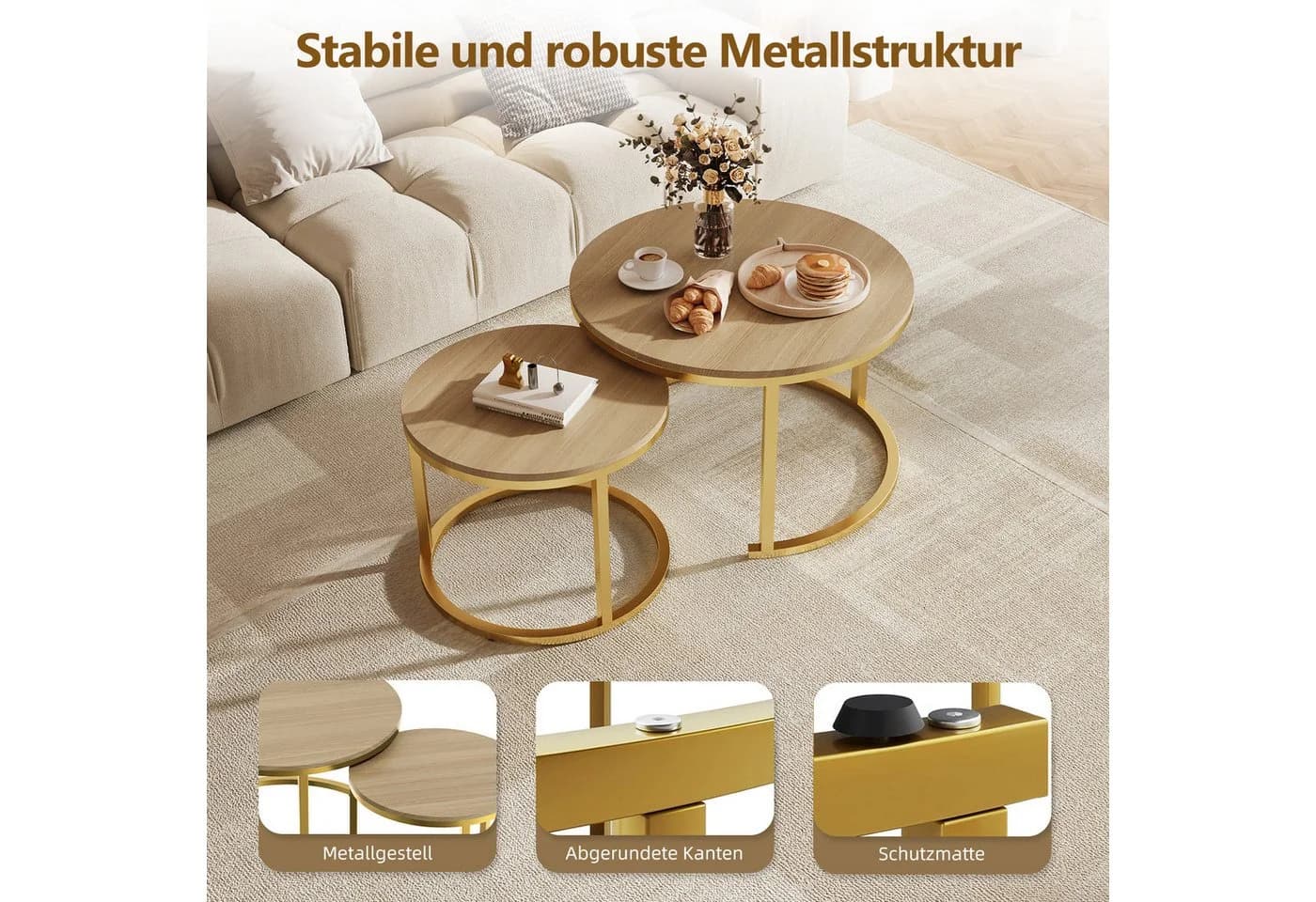 Hiazurm Couchtisch 2er Set Marmormuster - Bild 5