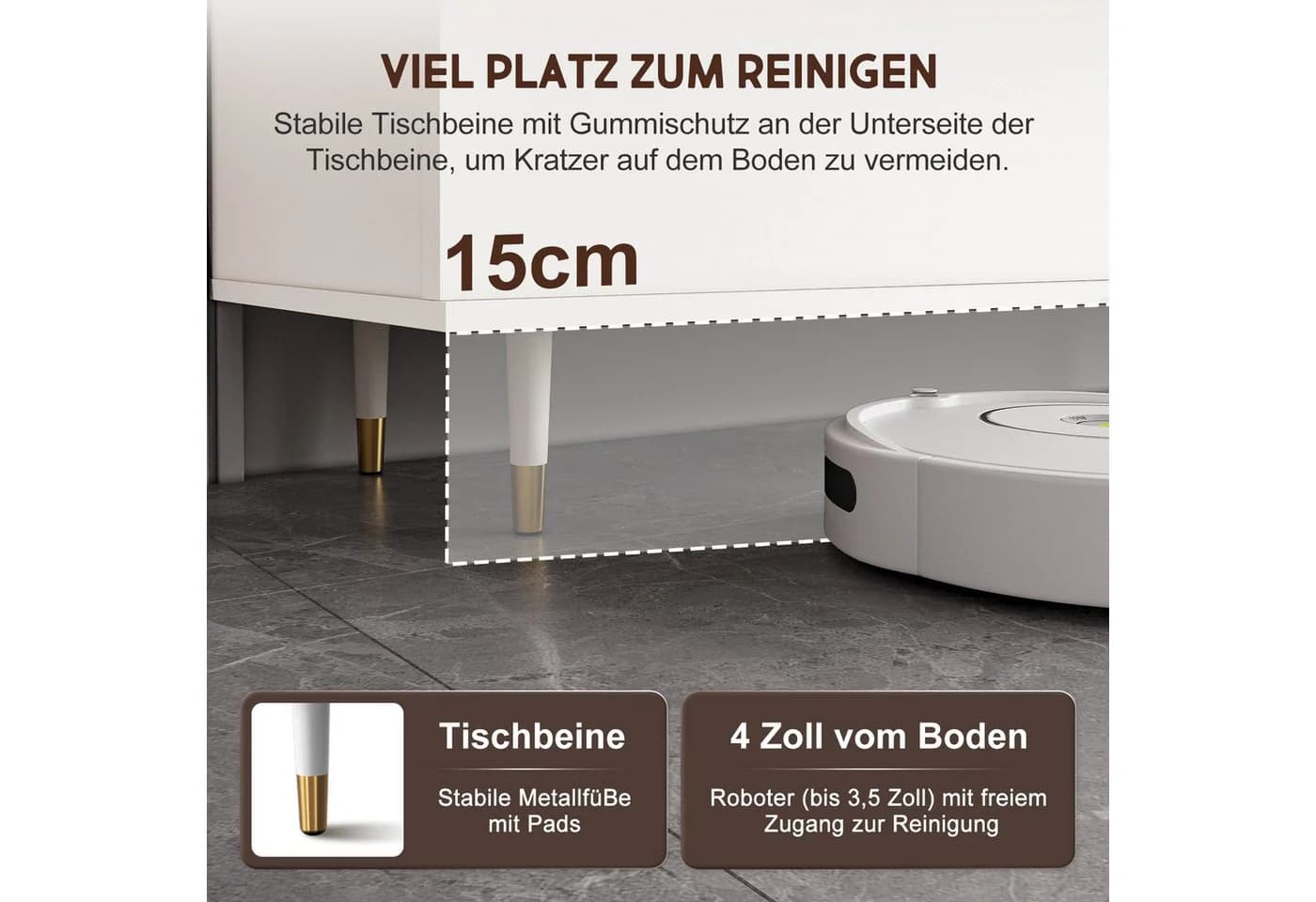 Lexzurn TV-Schrank Hängend 175cm Lowboard Weiß/Beige/Grau - Bild 4
