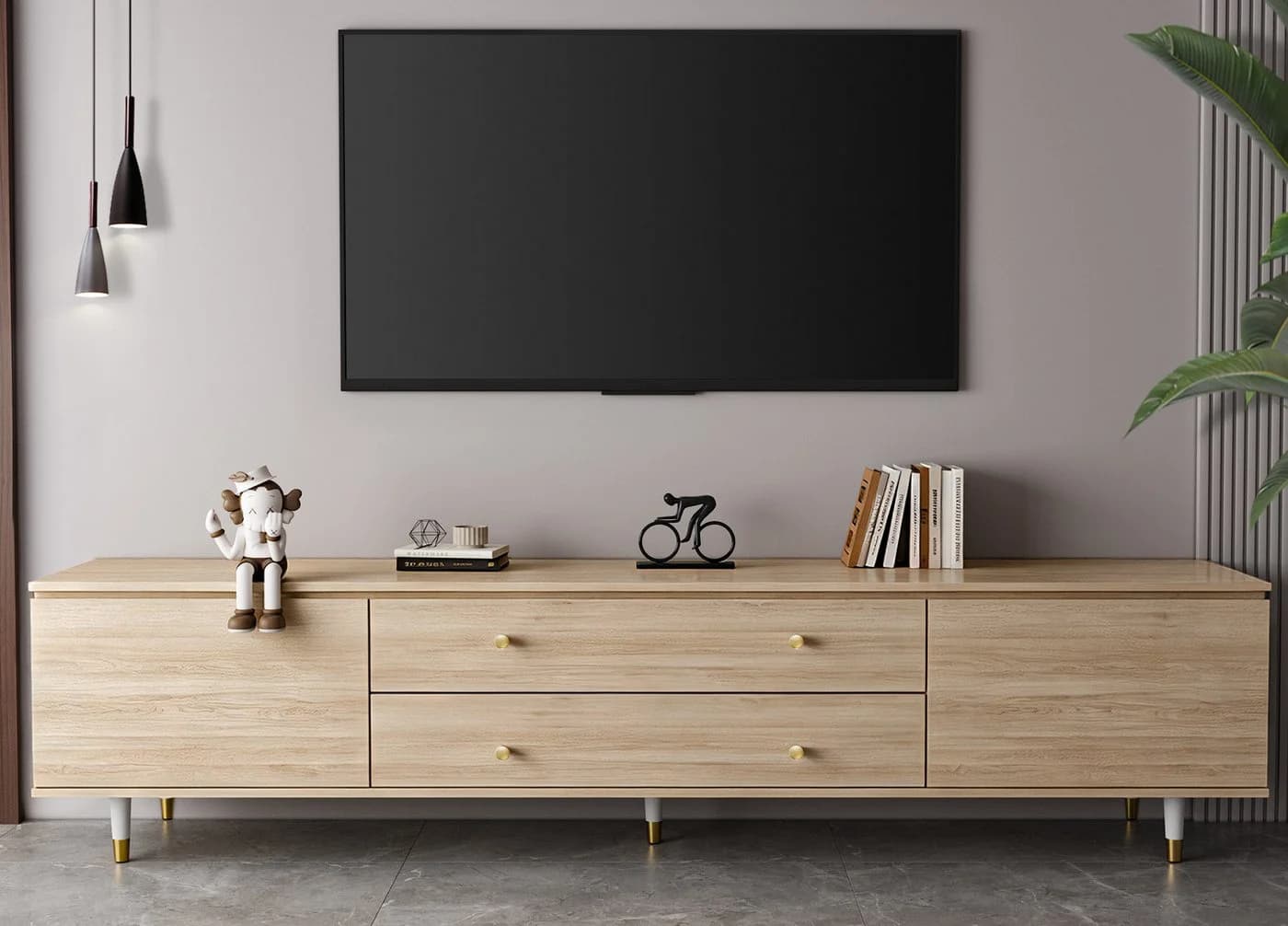 Lexzurn TV-Schrank 175cm Lowboard mit Stauraum - Bild 2
