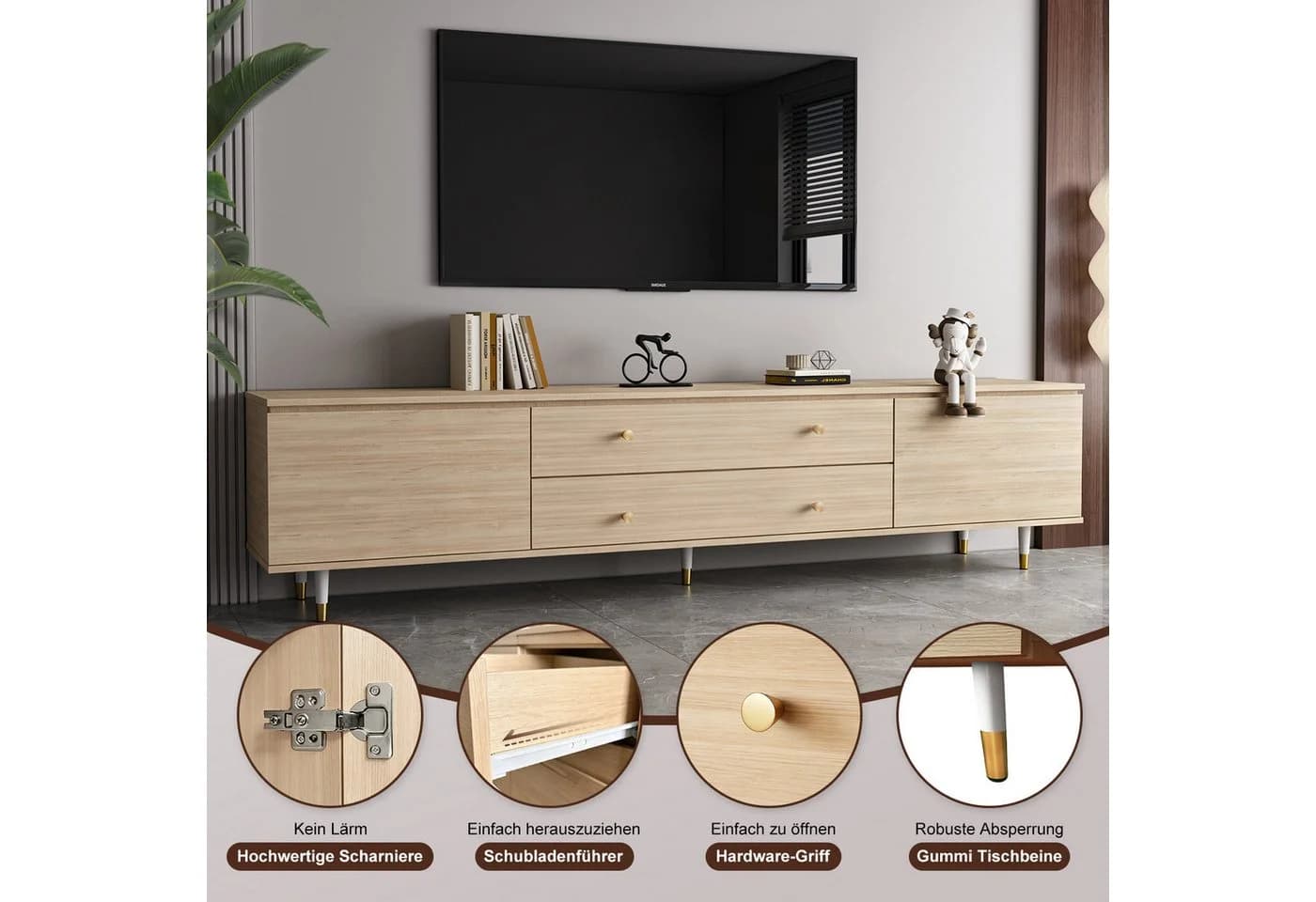 Lexzurn TV-Schrank 175cm Lowboard mit Stauraum - Bild 3