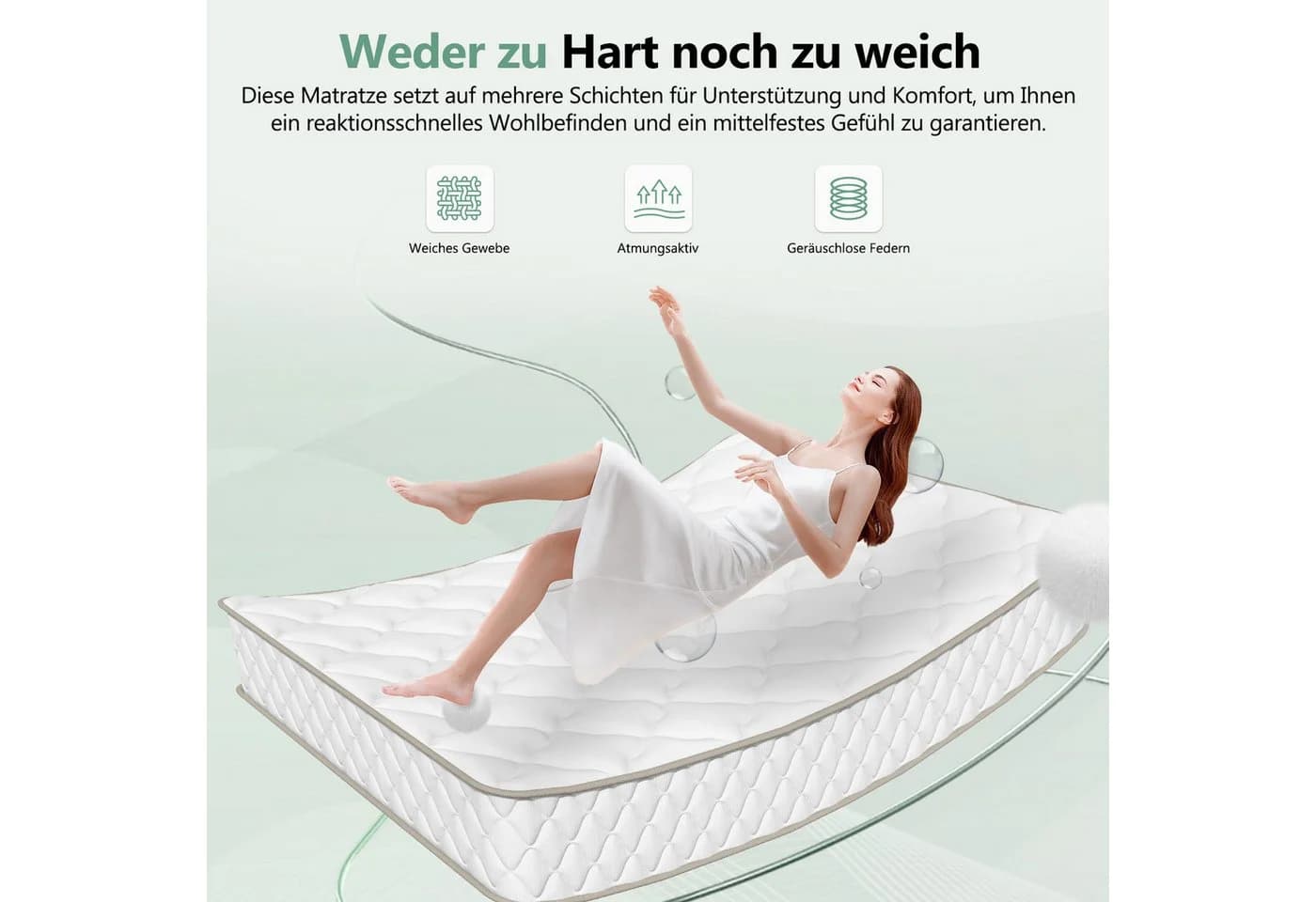 Lexzurn Taschenfederkernmatratze 7-Zonen Weiß H3 - Bild 5