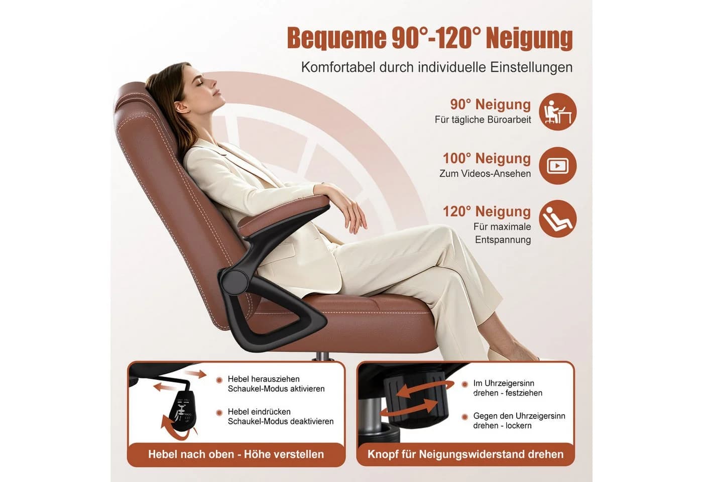 Homimaster Bürostuhl Ergonomisch mit Klapparmlehnen & Mesh - Bild 3