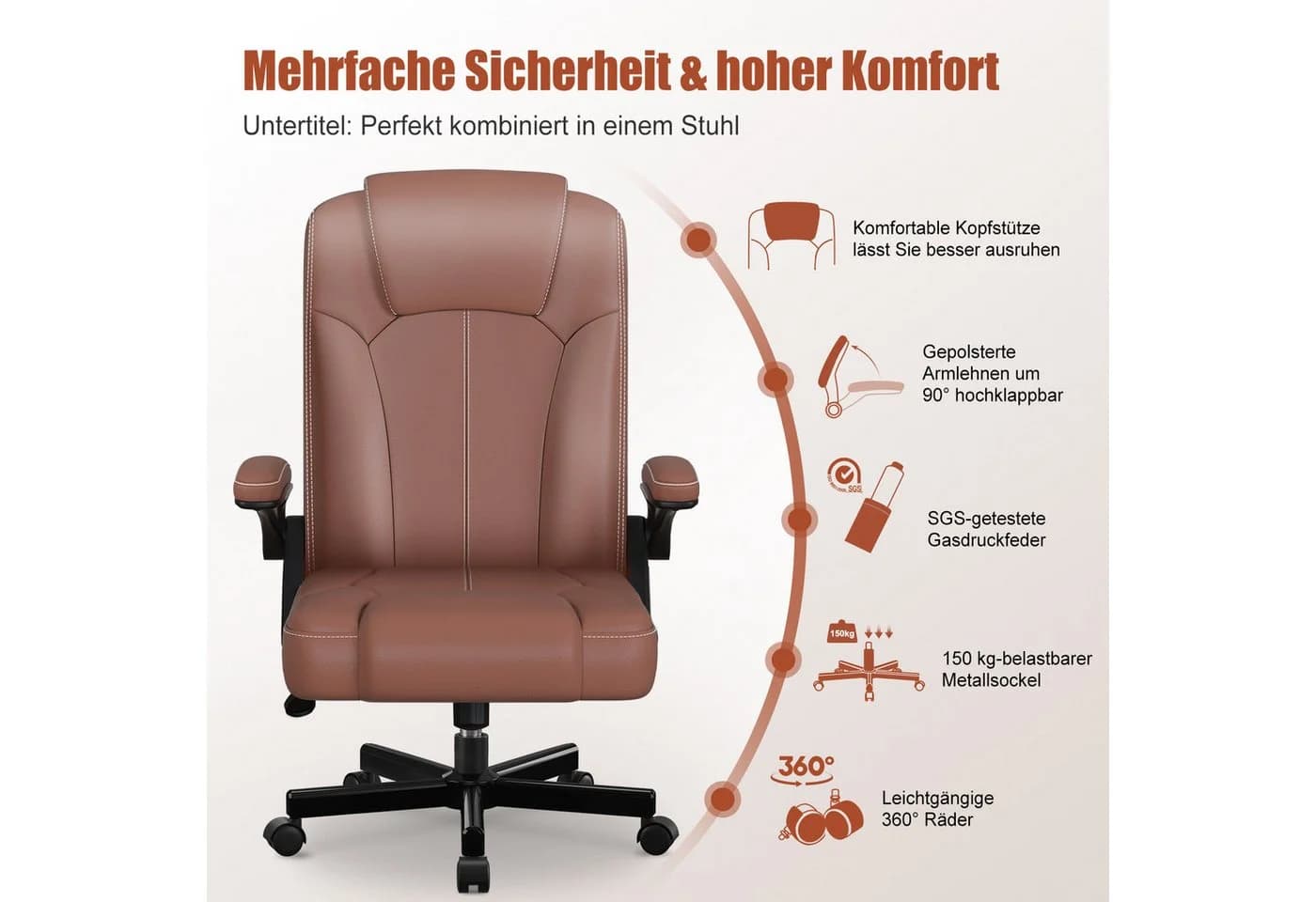 Homimaster Bürostuhl Ergonomisch mit Klapparmlehnen & Mesh - Bild 4