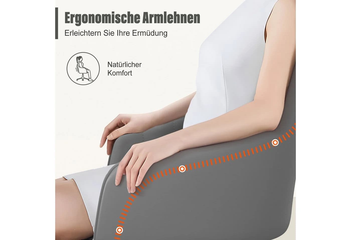 Adormii Bürostuhl Samt Grau Höhenverstellbar mit Armlehnen - Bild 5