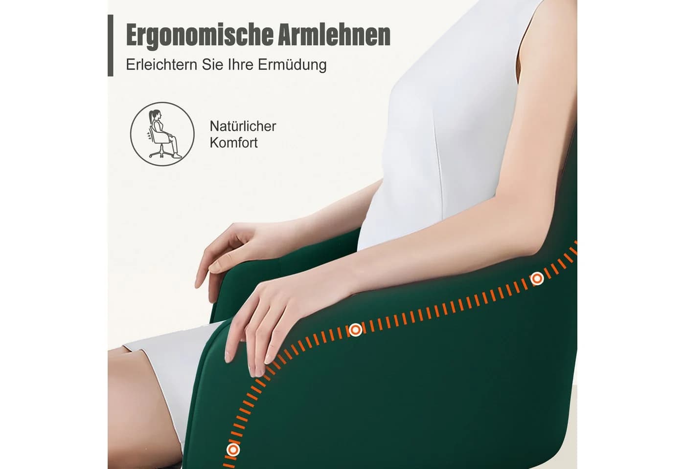 Adormii Bürostuhl mit Armlehnen Samt Höhenverstellbar Grau/Rosa/Weiß - Bild 5