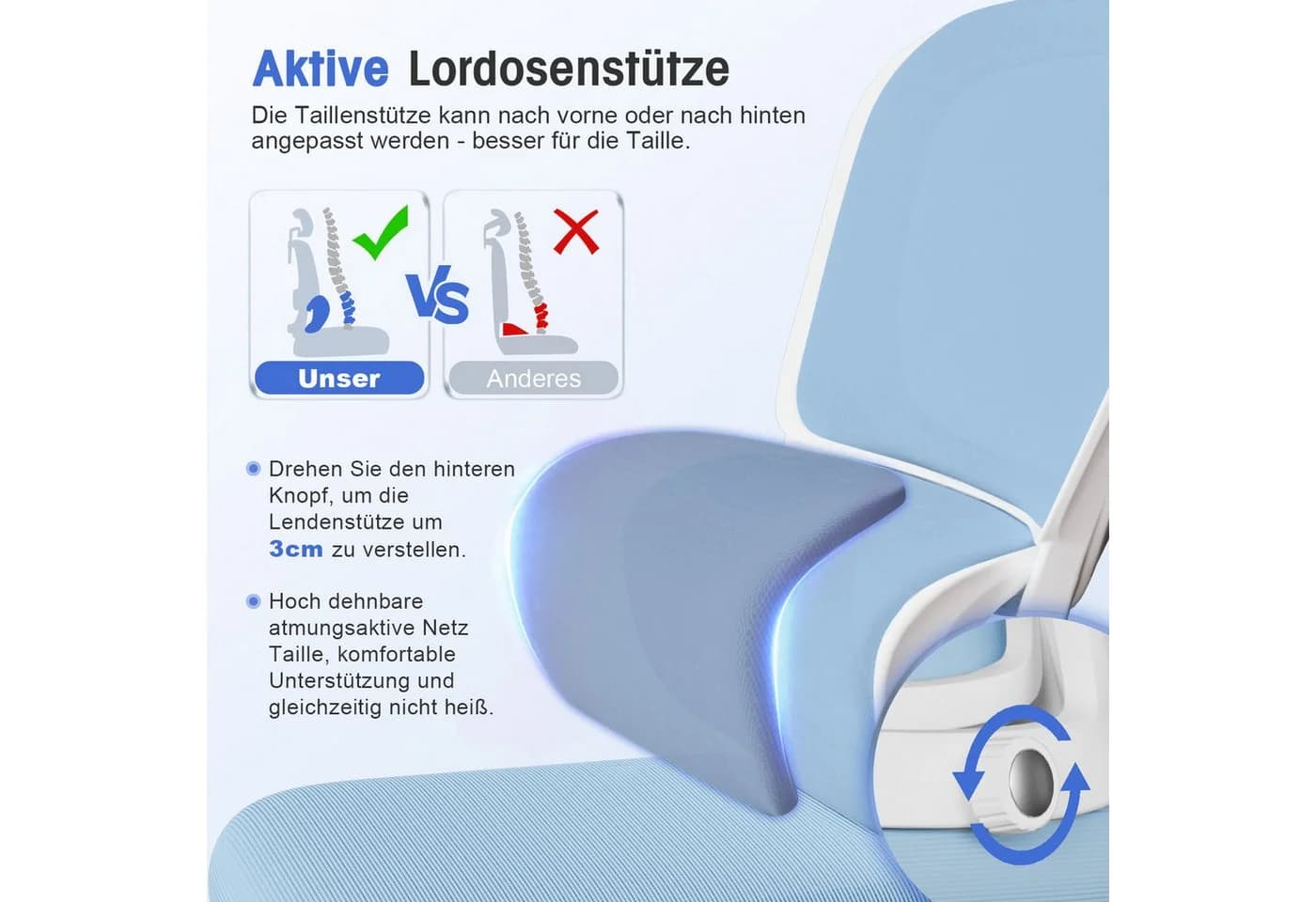 Homimaster Bürostuhl Schwarz Ergonomisch mit Klappbaren Armlehnen - Bild 3