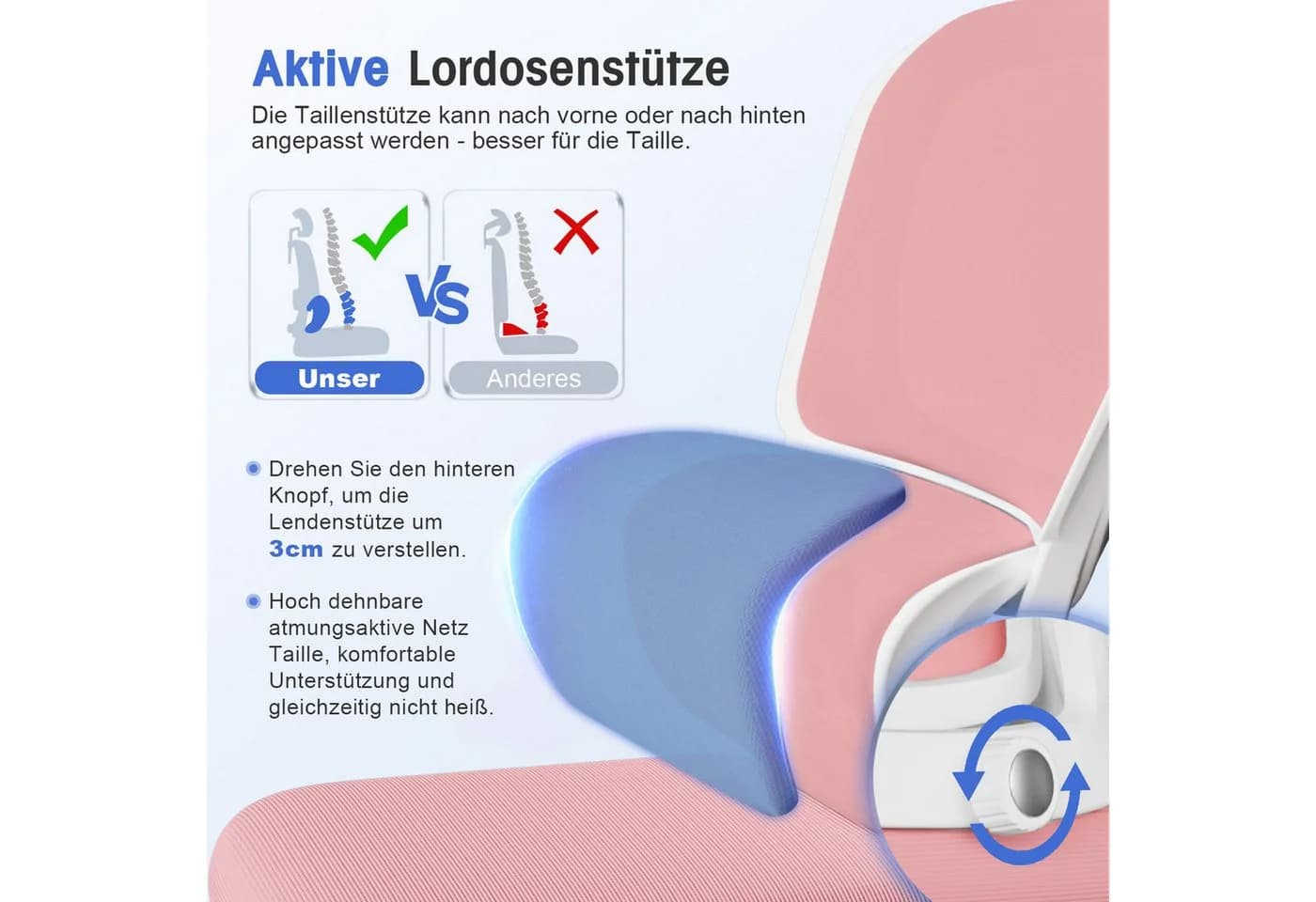 Homimaster Bürostuhl Schwarz Ergonomisch mit Klappbaren Armlehnen - Bild 3