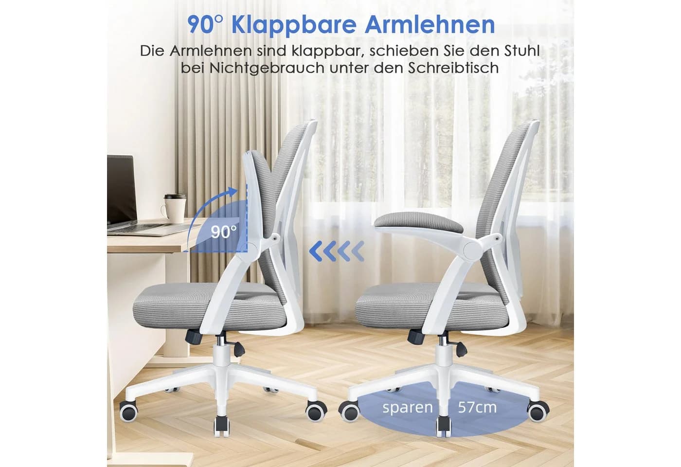 Adormii Bürostuhl Ergonomisch mit klappbaren Armlehnen und Wippfunktion - Bild 5
