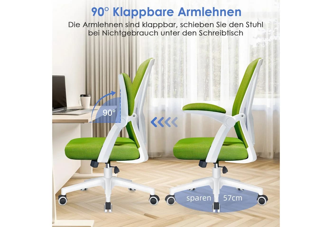 Adormii Bürostuhl Ergonomisch mit klappbaren Armlehnen und Wippfunktion - Bild 5