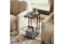 WLIVE C-Form Beistelltisch Schwarz Braun Modern Metallrahmen Bild 1