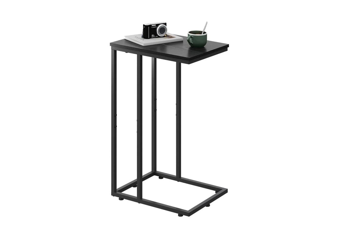 WLIVE C-Form Beistelltisch Schwarz Braun Modern Metallrahmen - Bild 2