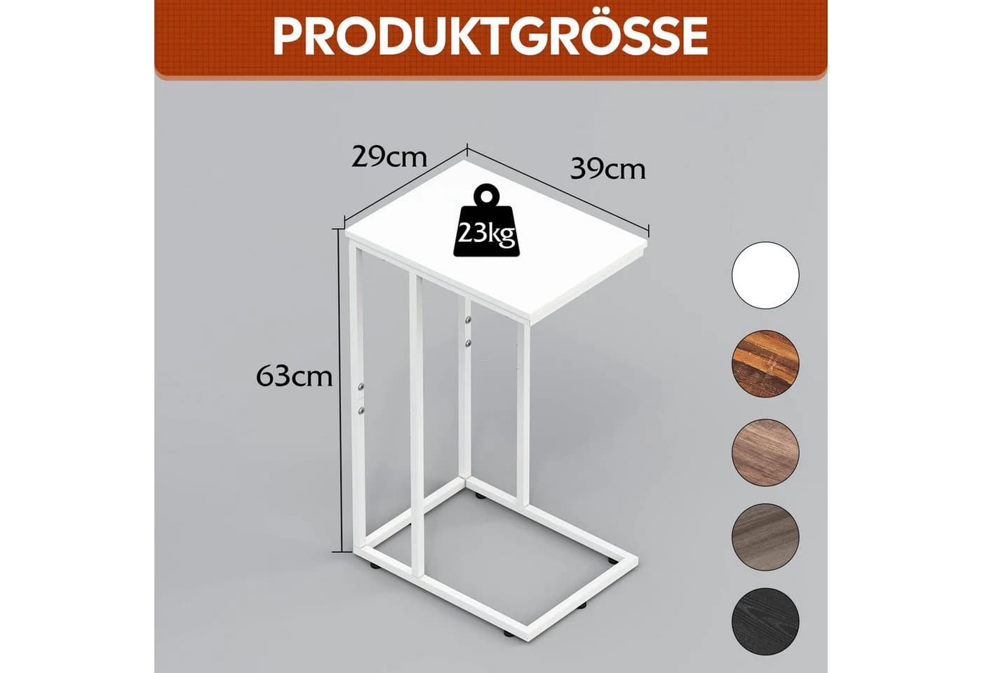WLIVE Beistelltisch C Form Holzoptik Braun Schwarz Grau Weiß - Bild 3