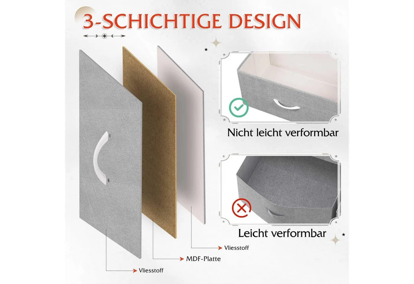 WLIVE Kommode 3 Stoffschubladen Holzplatte Metallrahmen - Bild 5