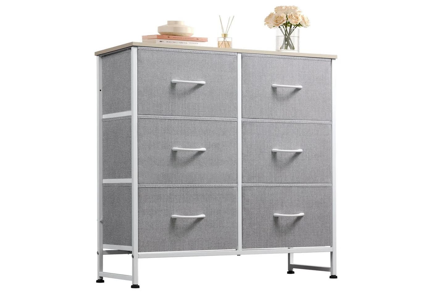 WLIVE Kommode 6 Schubladen Hellgrau Modern - Bild 2