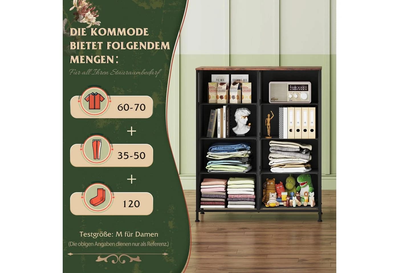 WLIVE Kommode 8 Schubladen Holz Metall Modern Stabil - Bild 5