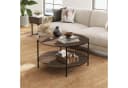 WLIVE Couchtisch rund Braun Holzwerkstoff Metallgestell mit Ablage Bild 1