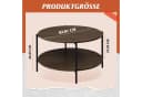 WLIVE Couchtisch rund Braun Holzwerkstoff Metallgestell mit Ablage Bild 3