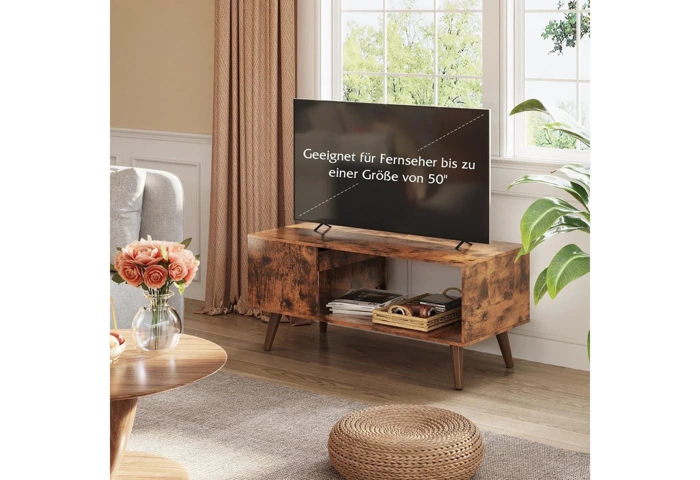 WLIVE Couchtisch mit Stauraum Holzoptik Retro Mid-Century Braun - Bild 4