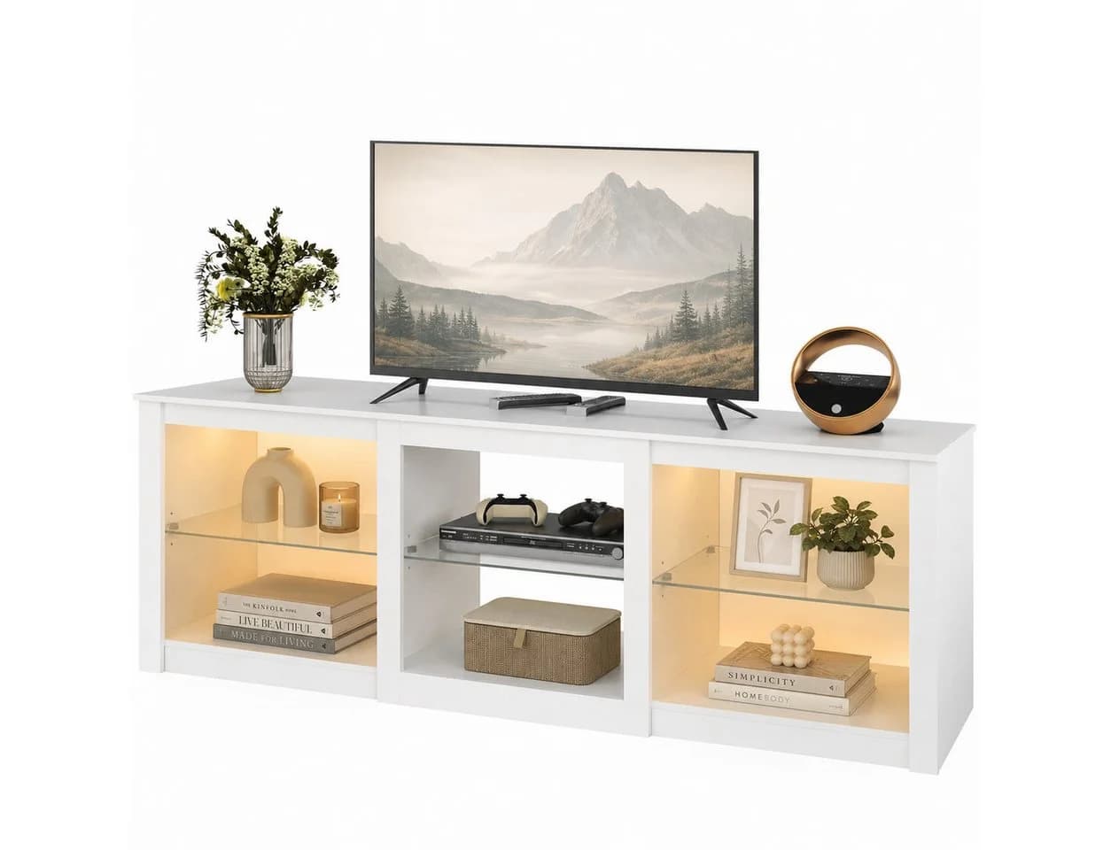 WLIVE Lowboard TV-Schrank Weiß RGB-LED - Bild 2
