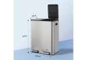 WLIVE Doppel-Mülleimer 60L Edelstahl Schwarz/Silber mit Fußpedal Bild 1