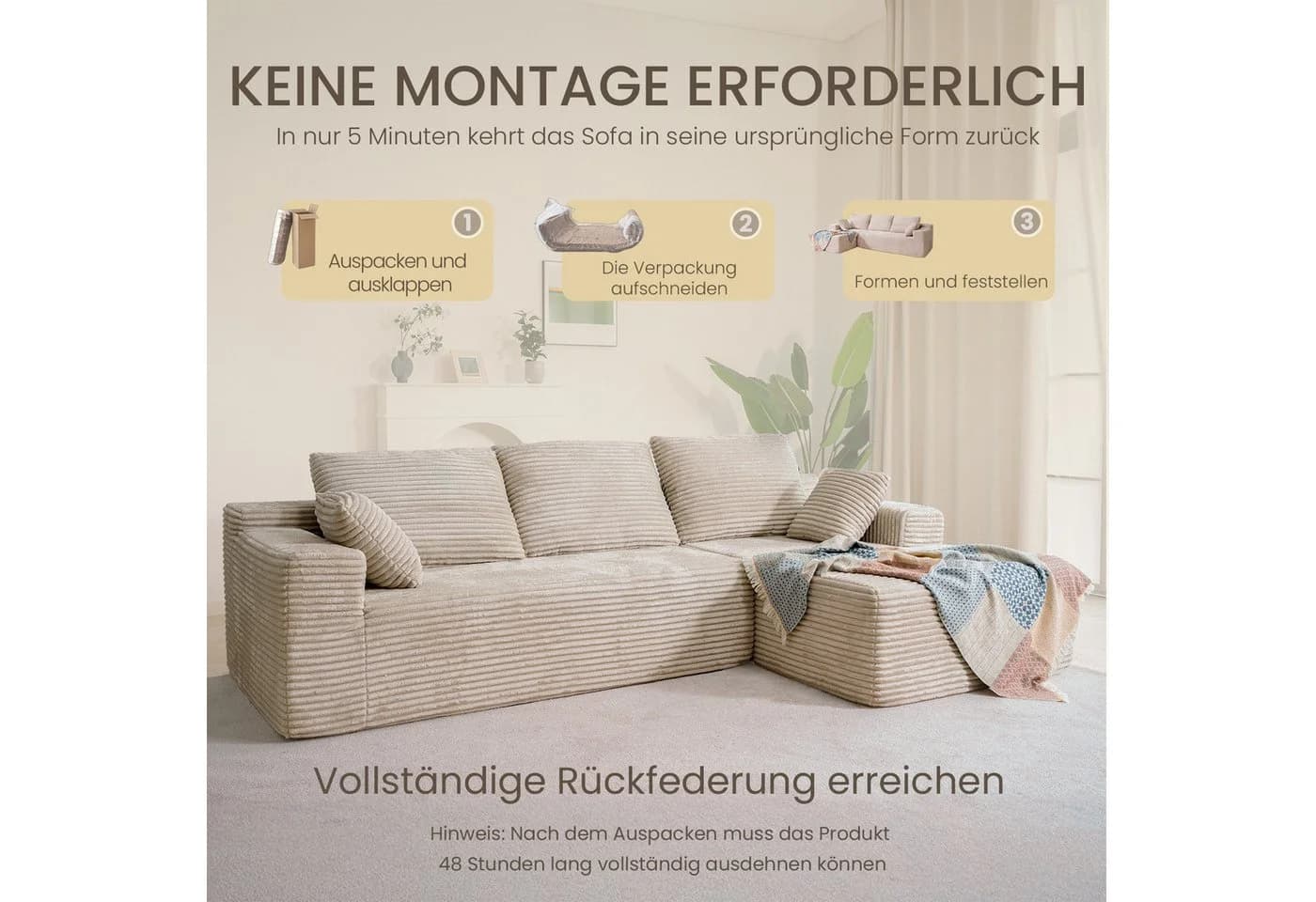 Patbrela Ecksofa Cordstoff Modular Konfigurierbar - Bild 3