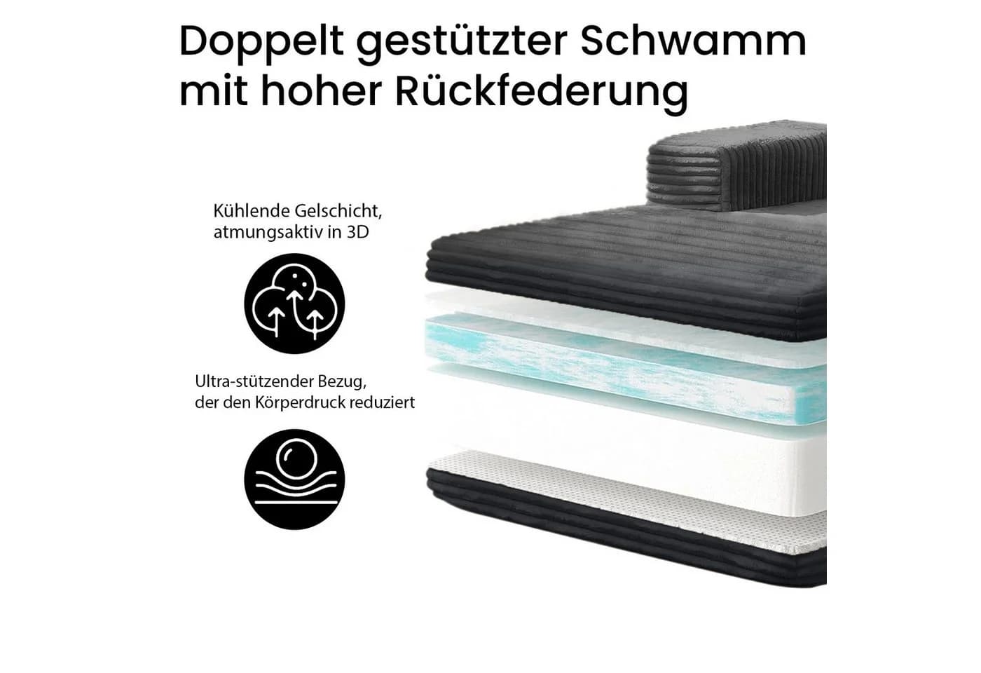 Patbrela Ecksofa Couch L-Form Cordstoff Vierersofa mit Liegefläche - Bild 5