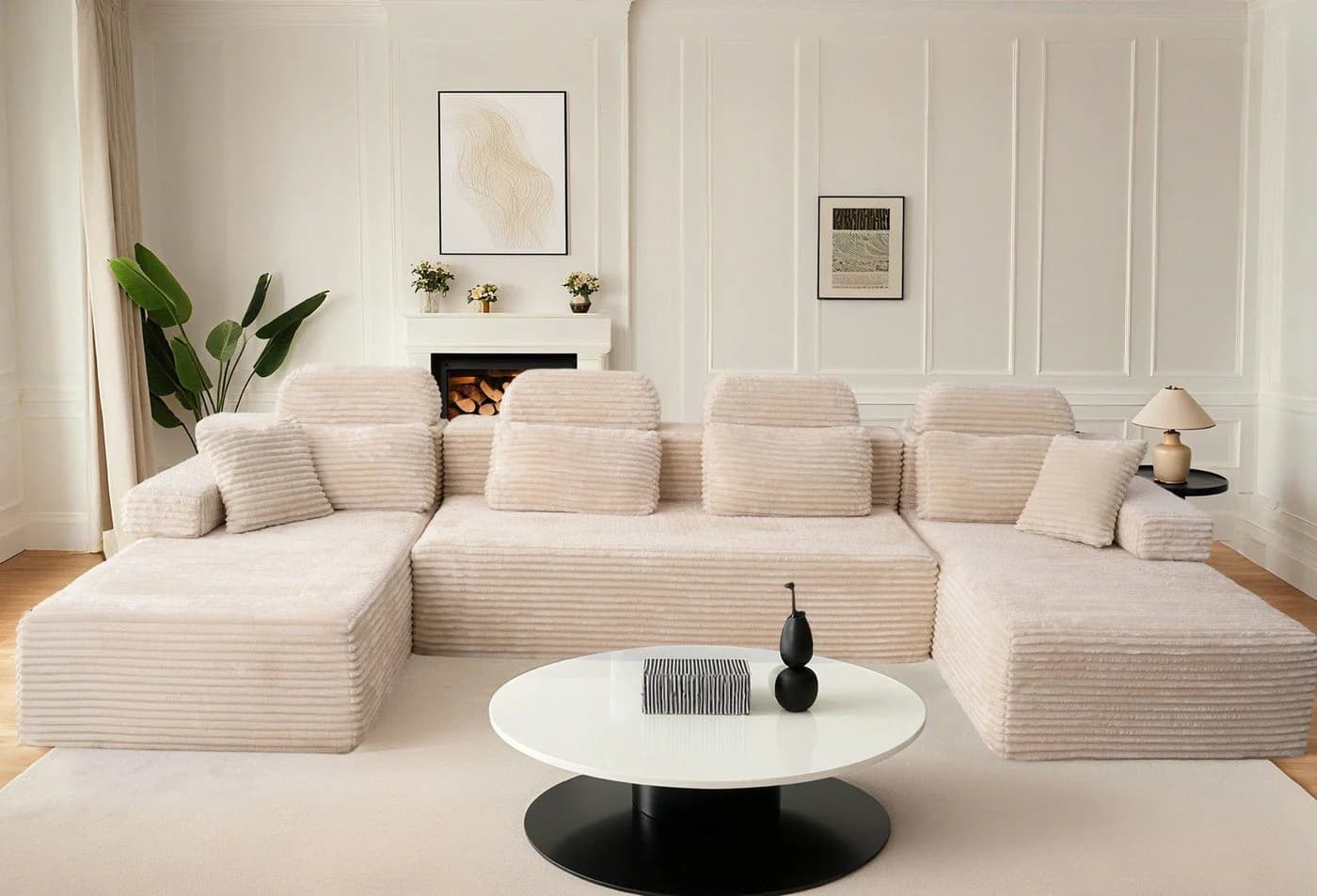 Patbrela U-förmiges modulares Sofa mit zwei Liegesesseln, Samtstoff, Kaltschaum-Polsterung - Bild 2