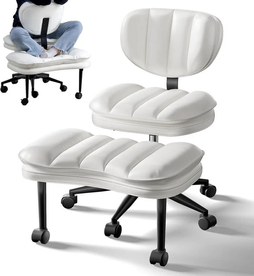 Patbrela Ergonomischer Kniestuhl mit Kreuzbeinen, 360° drehbar, Cloud PU-Leder - Bild 2