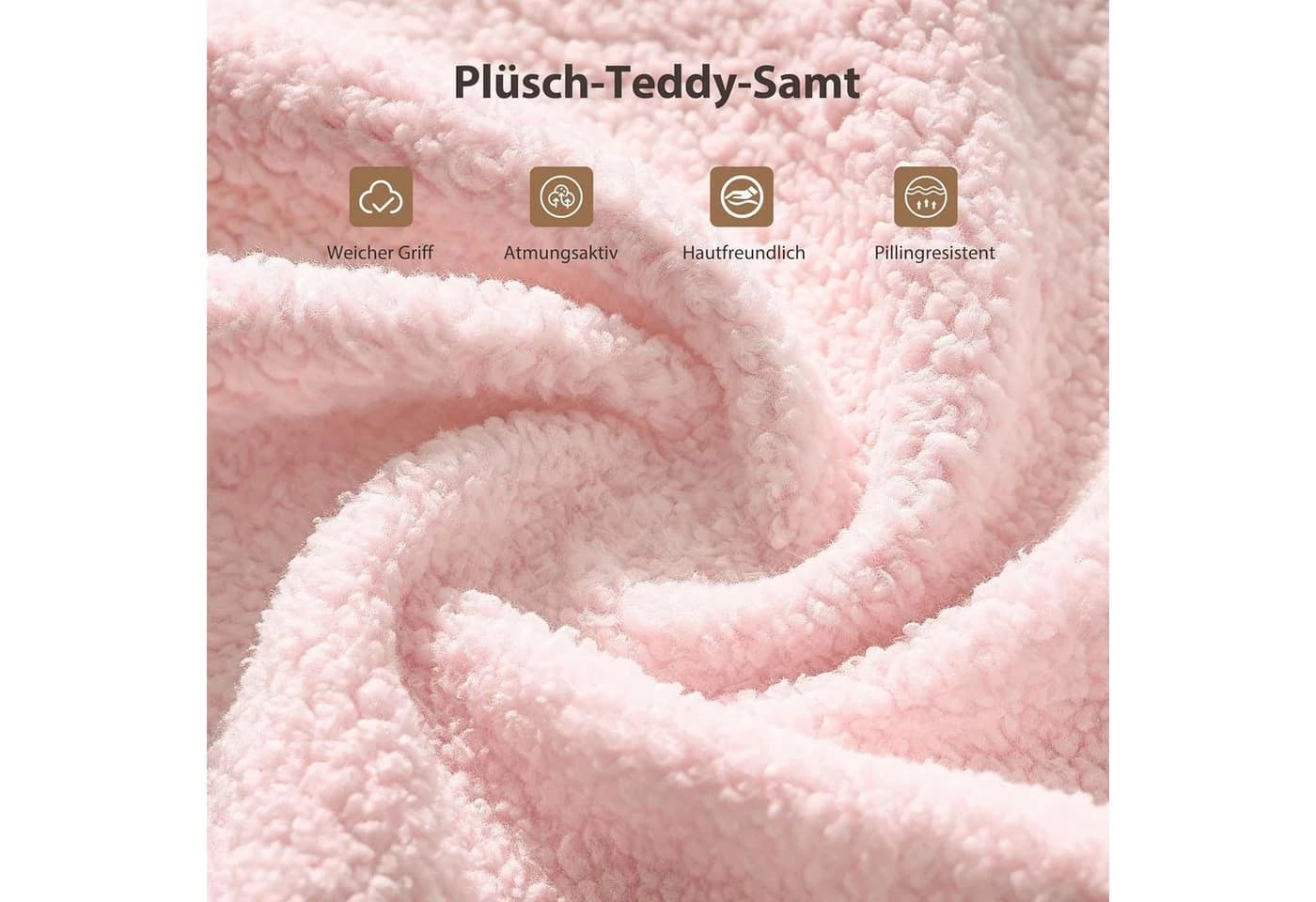 Patbrela Bürostuhl mit klappbaren Armlehnen Rosa Teddy-Samt - Bild 3