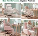 Patbrela Bürostuhl Rosa Teddy-Fleece mit verstellbaren Armlehnen und Fußstütze Bild 1