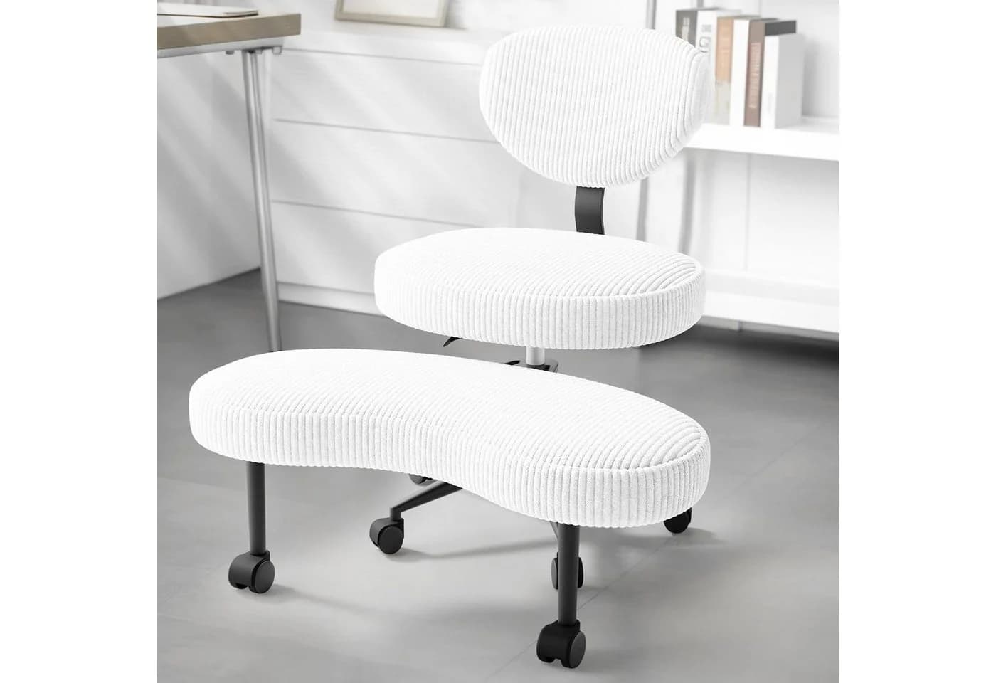 Patbrela Bürostuhl Ergonomischer Kniestuhl 360° drehbar Weiß
