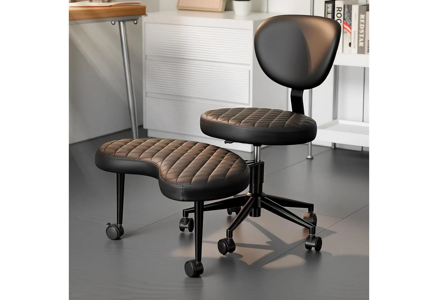 Patbrela Bürostuhl Schwarz Ergonomisch PU-Leder Höhenverstellbar - Bild 2