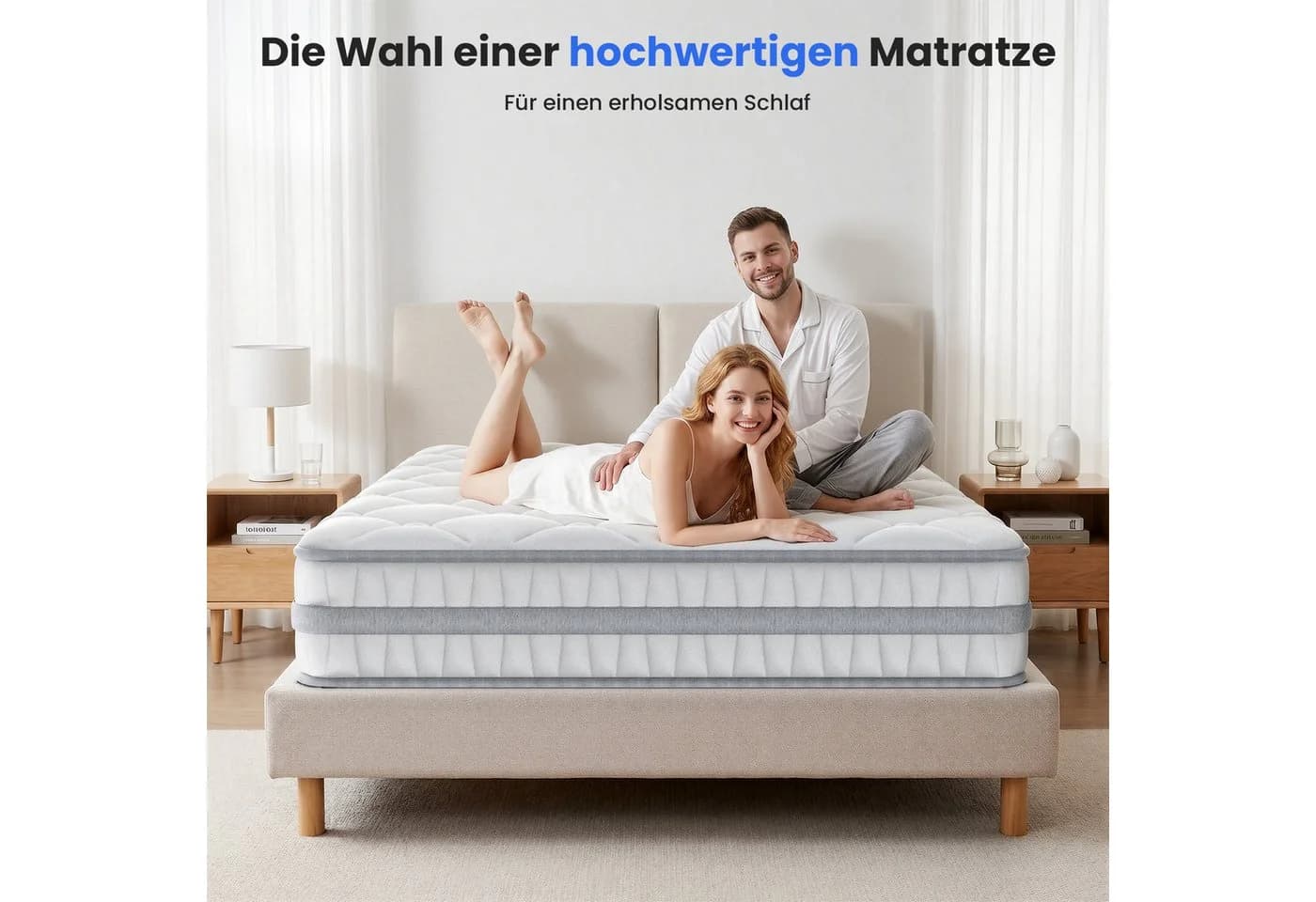 Patbrela Boxspringmatratze 7 Zonen Taschenfederkern Grau Orthopädisch