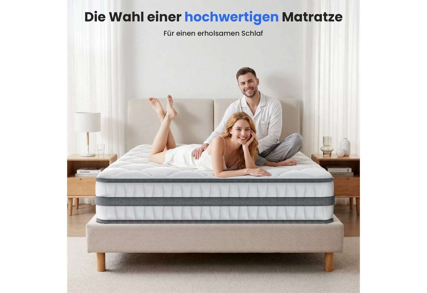 Patbrela Boxspringmatratze 7 Zonen Taschenfederkern Grau Schwarz - Bild 5