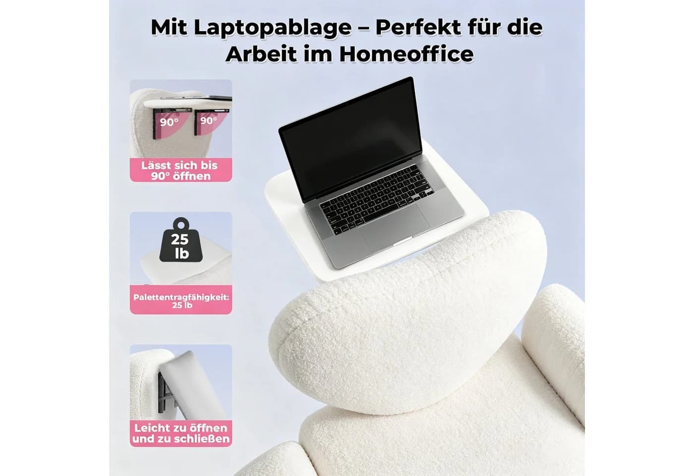 Patbrela Bürostuhl mit klappbaren Armlehnen & Fußstütze
