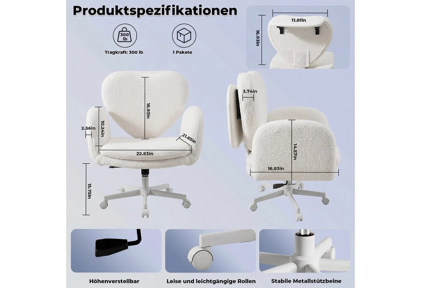 Patbrela Bürostuhl mit klappbaren Armlehnen & Fußstütze - Bild 4