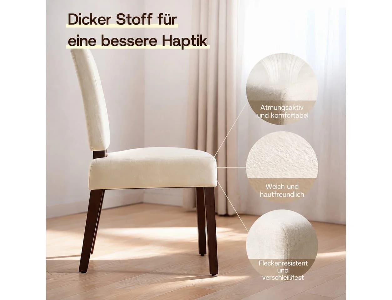 Patbrela Esszimmerstuhl 2er-Set Beige Massivholz Samt
