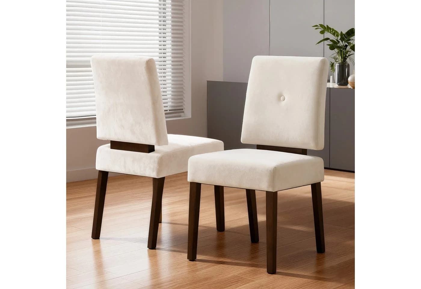 Patbrela Esszimmerstuhl 2er-Set Beige Massivholz Samt - Bild 2