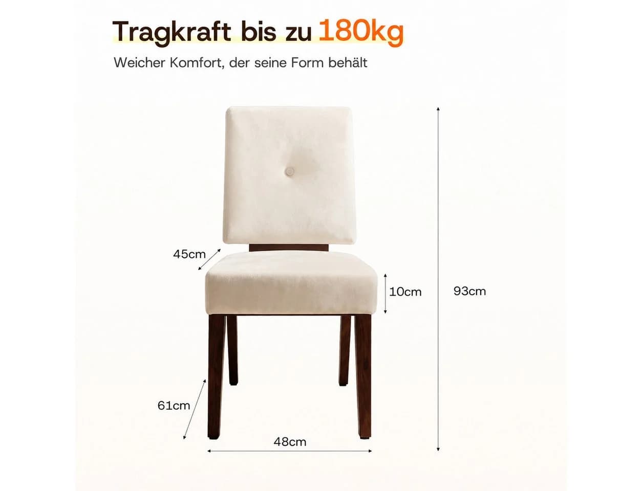 Patbrela Esszimmerstuhl 2er-Set Beige Massivholz Samt - Bild 4