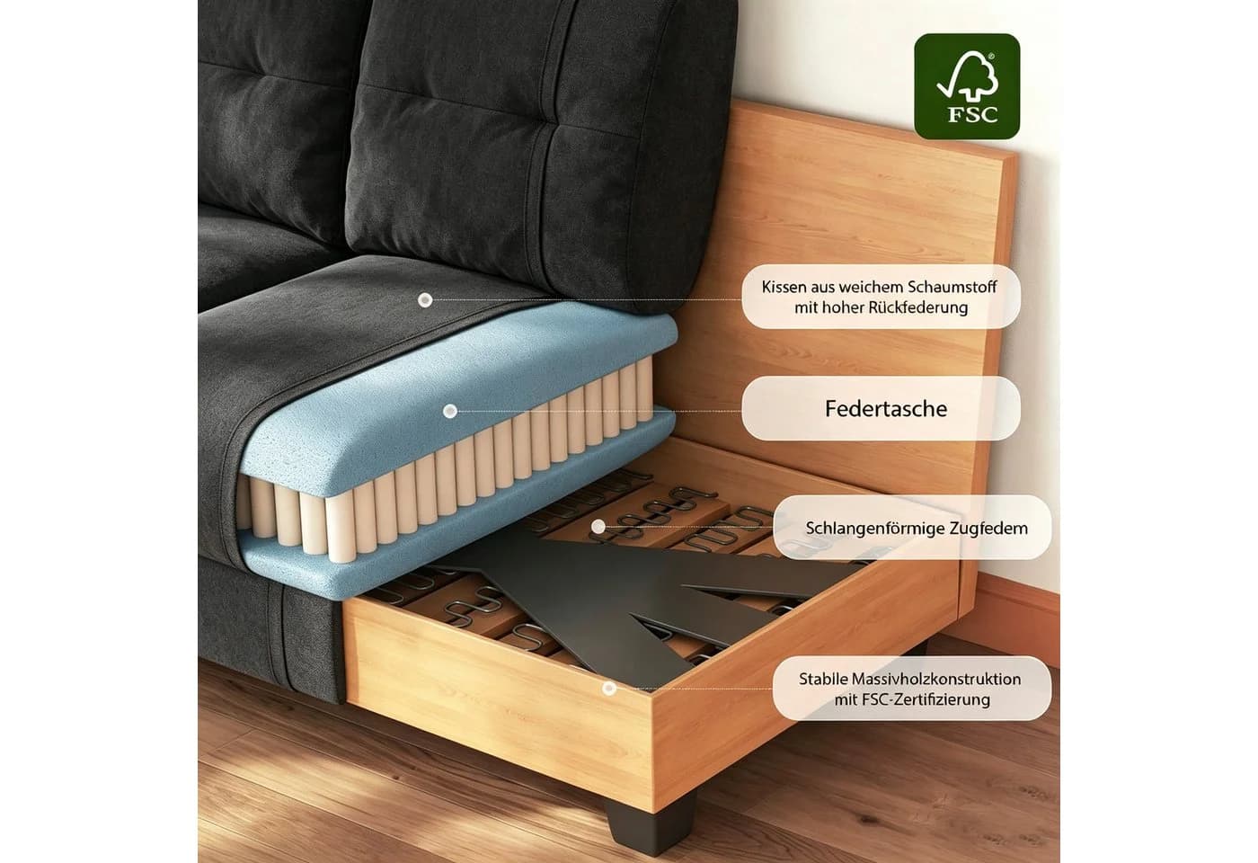 Patbrela Ecksofa modulares Sofa cremeweiß Teddy-Stoff Schlafsofa - Bild 5
